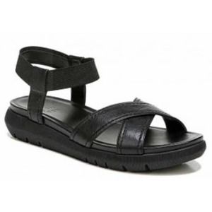 Naturalizer Elastic Ankle Strap Leather Sandals Lily Black Size 8.5 Pull On Shoe